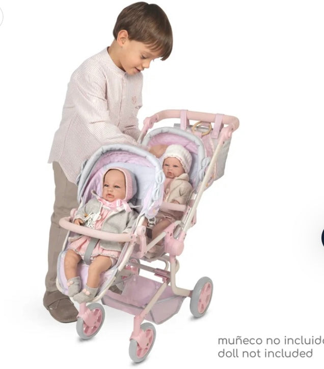 Decuevas Spanish Pink Twin Pram Doll Sophie Collection
