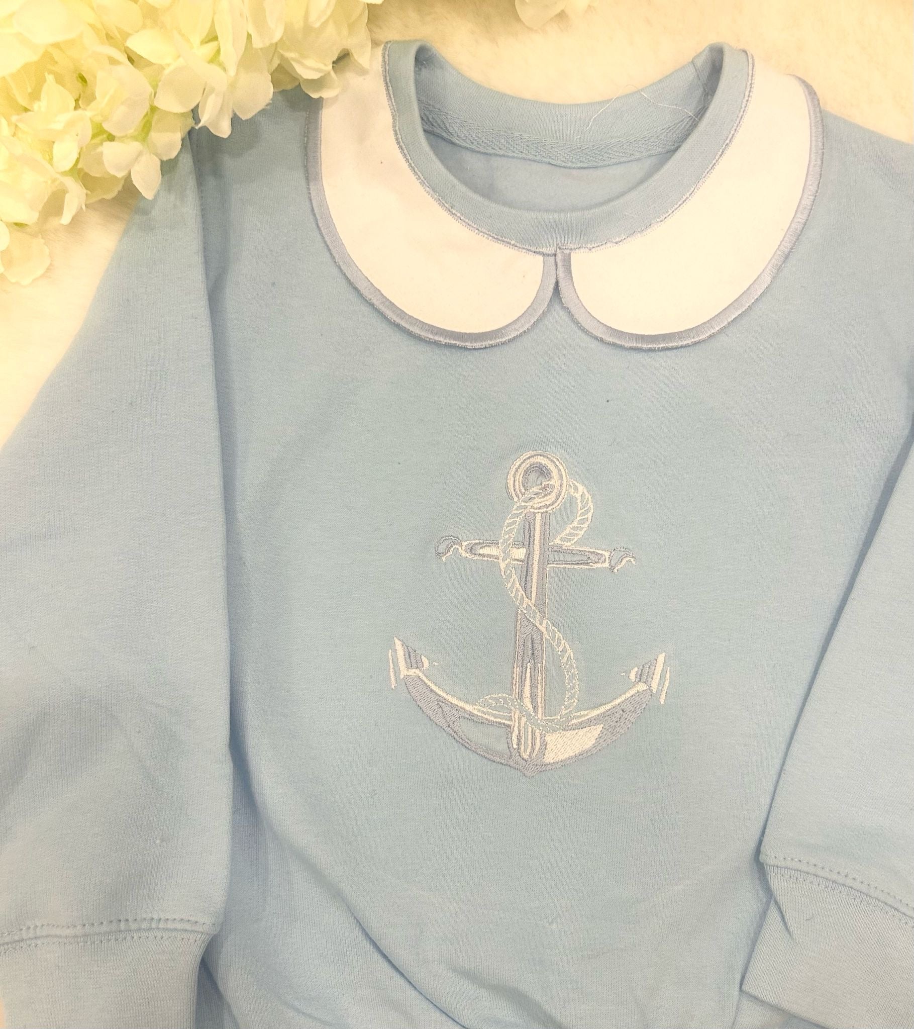 Handmade Collar Blue Swearshirt
