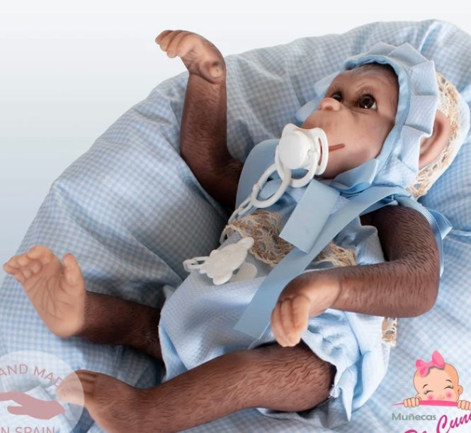 Reborn Silicone Vinyl Monkey Doll Blue