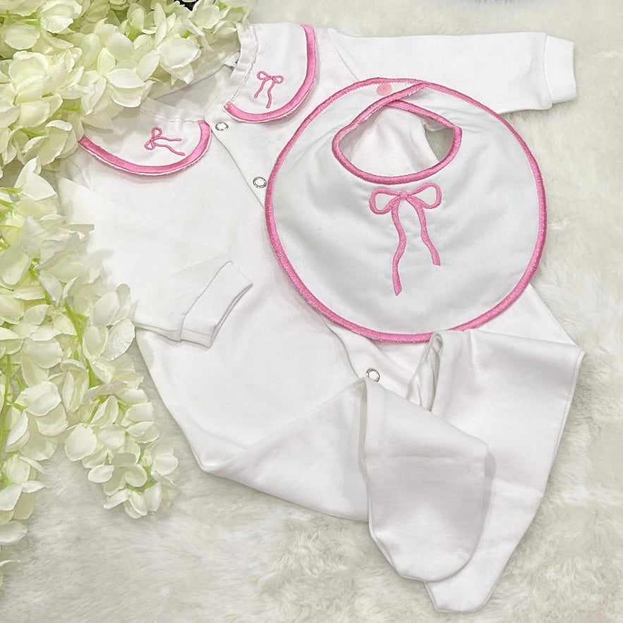 White and Pink Two Piece Traditional Set