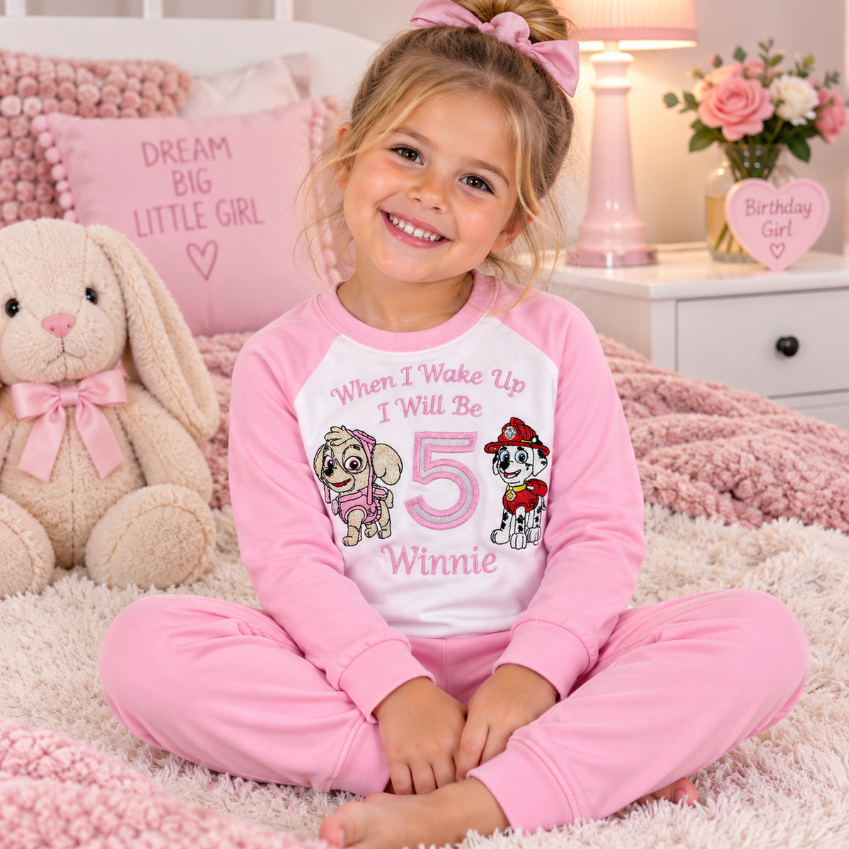 White and Baby Pink Pyjamas