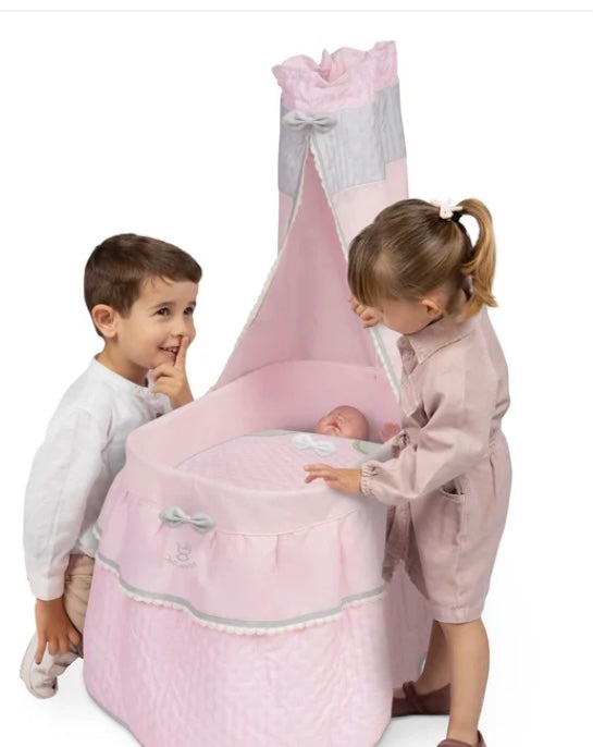 Decuevas Spanish Pink Dolls Crib/Cradle With Canopy Sophie Collection
