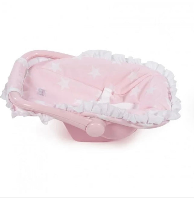 La Nina Carlota Pink And White Star Print Dolls Car Seat
