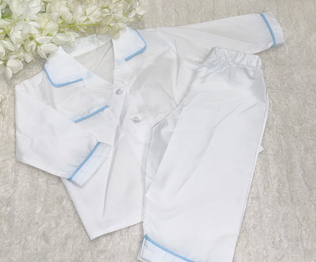 White Pyjamas with Blue Piping