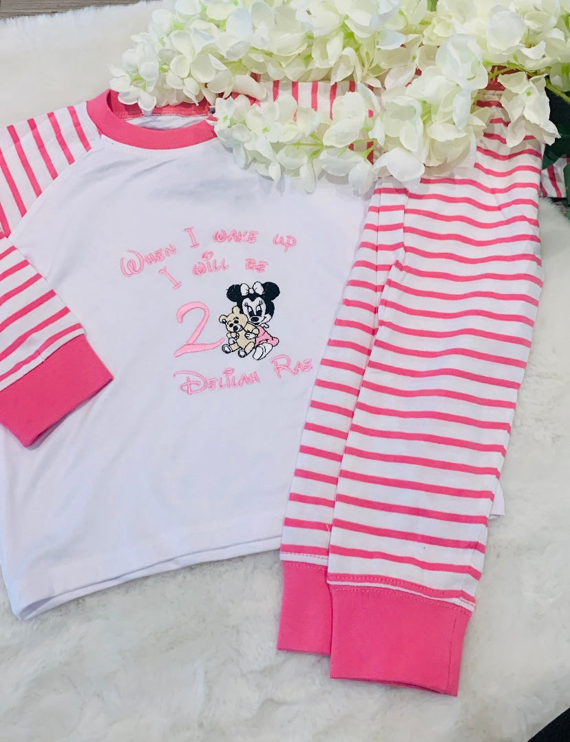 White and Pink Stripe Pyjamas