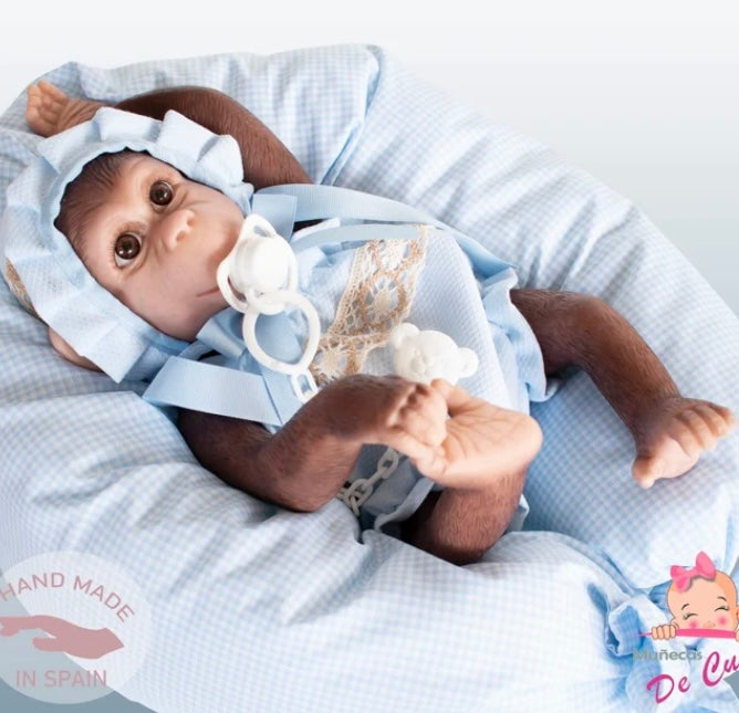 Reborn Silicone Vinyl Monkey Doll Blue