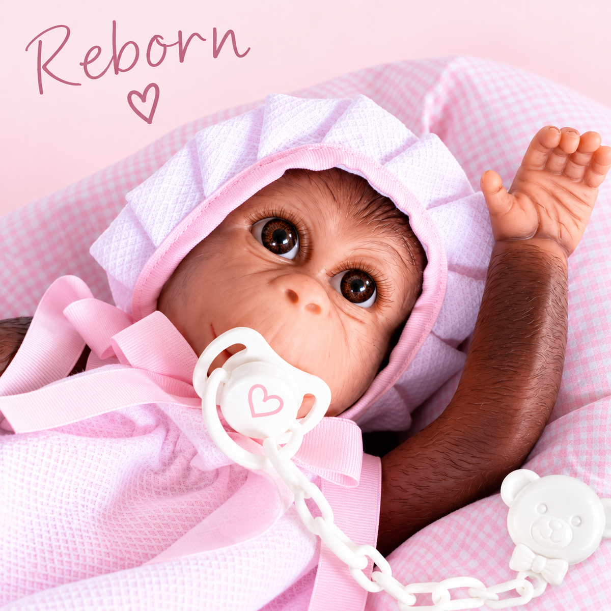 Reborn Silicone Feel Monkey Pink Dress