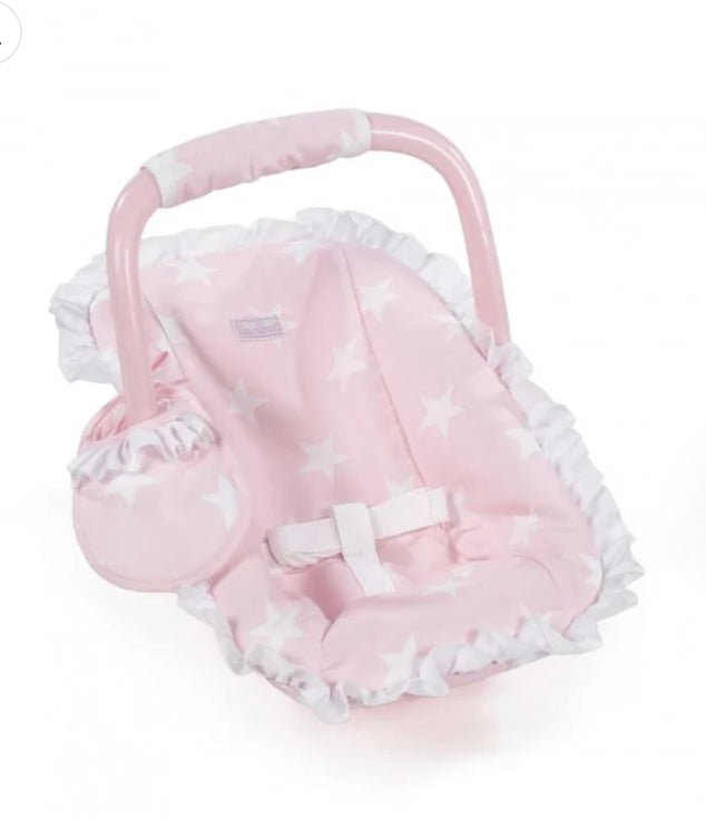 La Nina Carlota Pink And White Star Print Dolls Car Seat