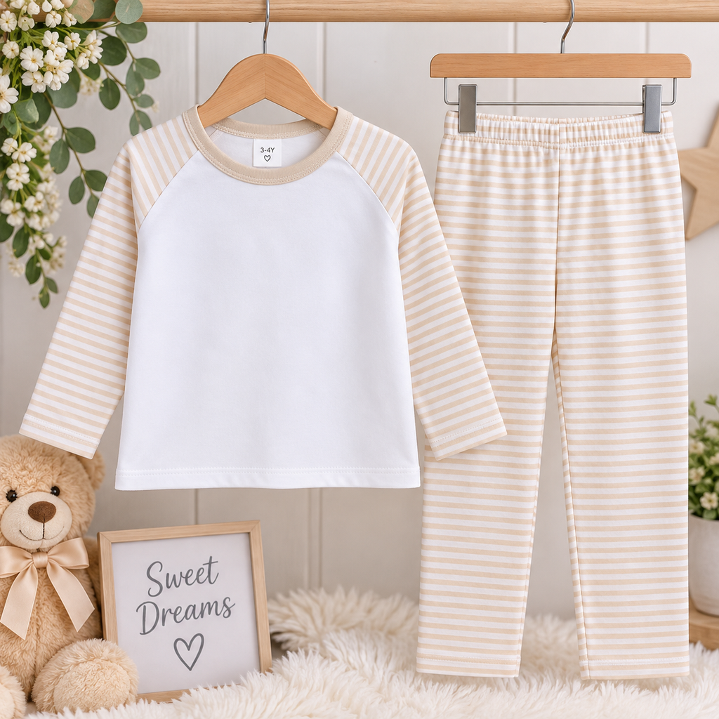 Beige and White Pyjarmas