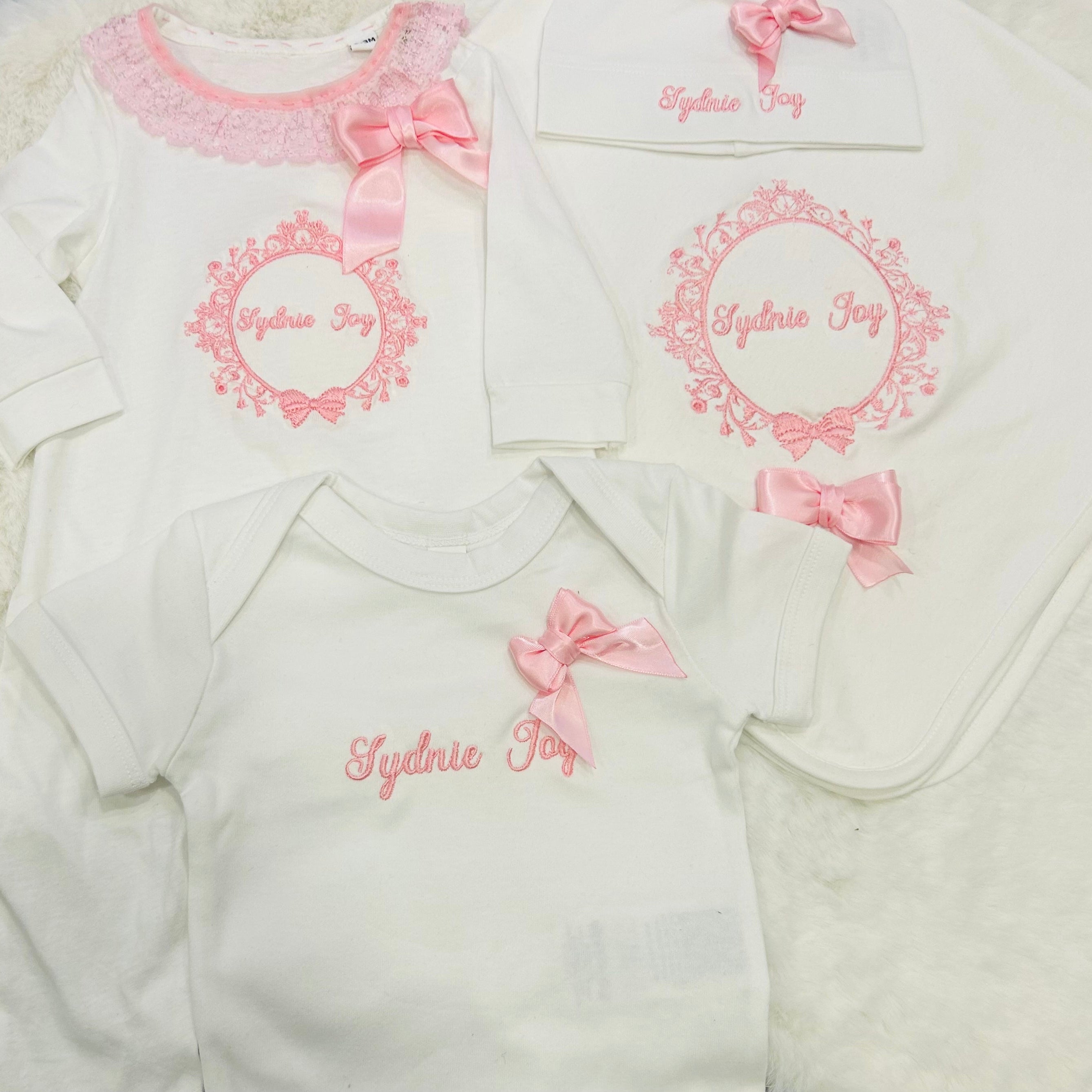 Pink and White Frilled Four Piece Set