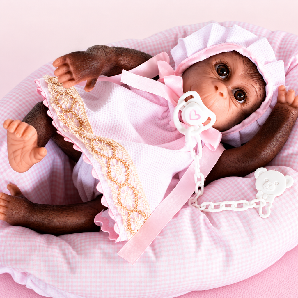 Reborn Silicone Feel Monkey Pink Dress