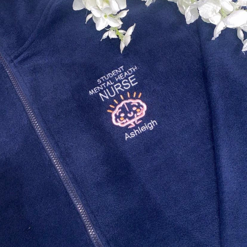 Mental Health Pink Brain Navy Fleece And Cardigan