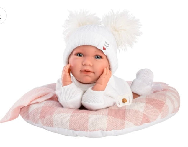Llorens Pink Check Bed Moon Crying Doll (42cm)