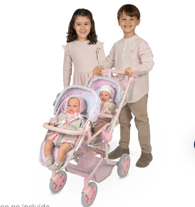 Decuevas Spanish Pink Twin Pram Doll Sophie Collection