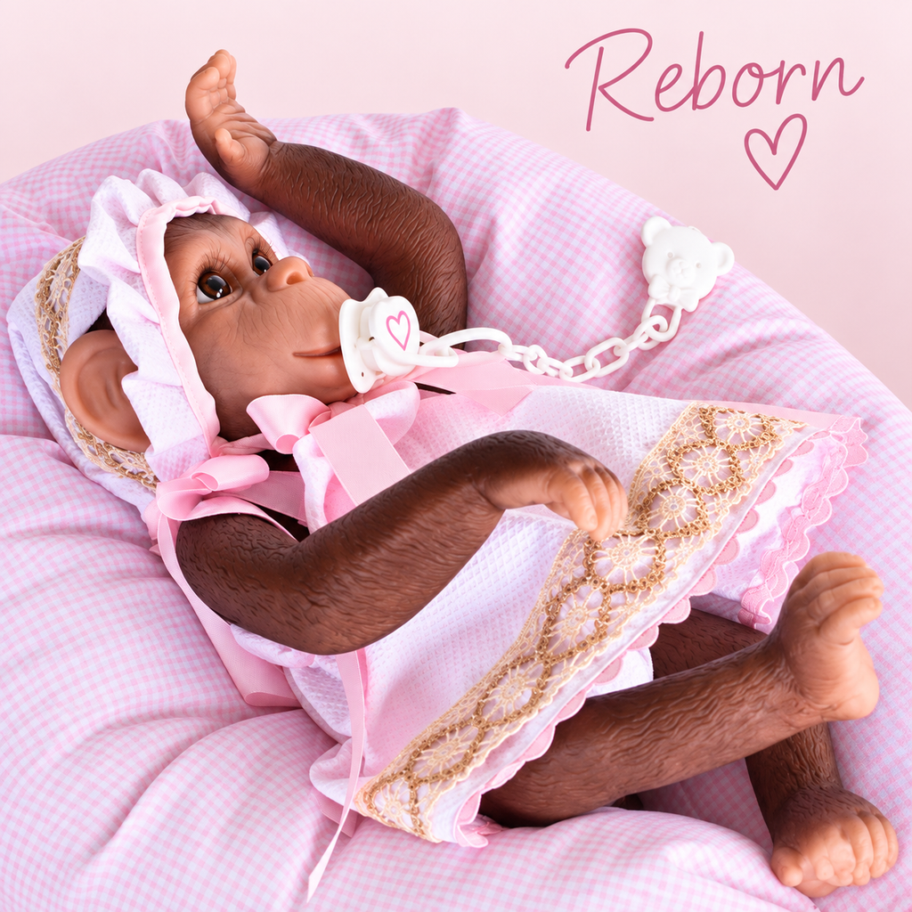 Reborn Silicone Feel Monkey Pink Dress
