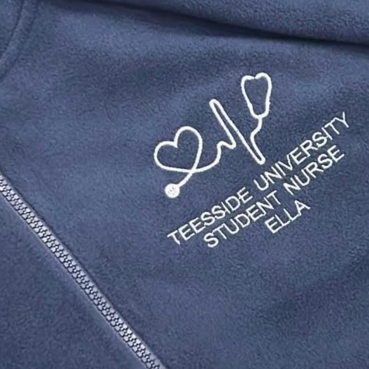 Teesside University White Heart Navy Fleece And Cardigan