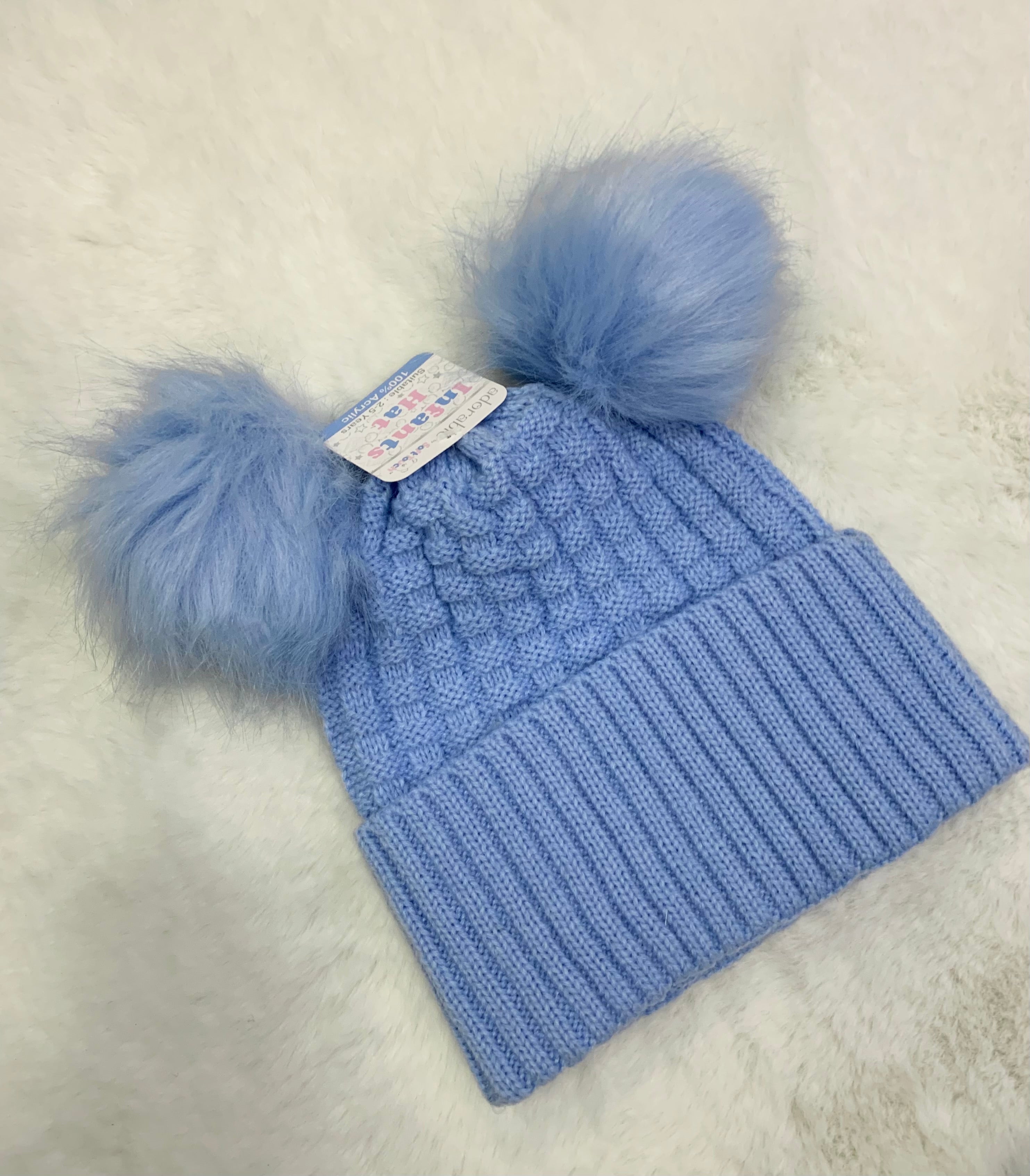 Blue Pom Pom Hats