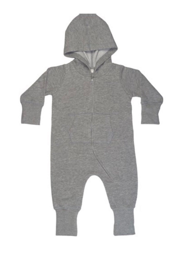 Grey hoodie style onesie
