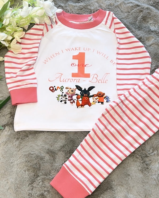 White and Pink Stripe Pyjamas