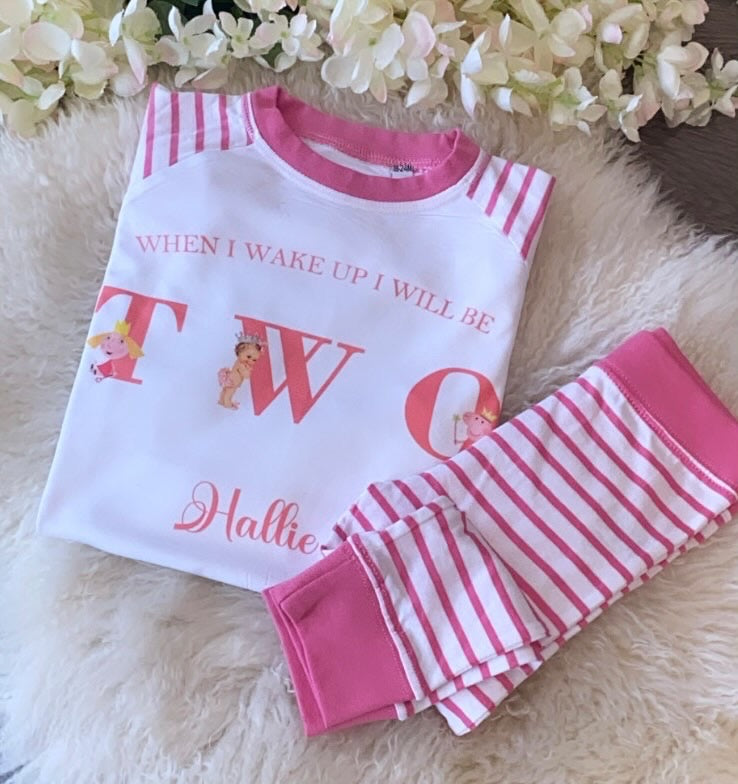 White and Pink Stripe Pyjamas