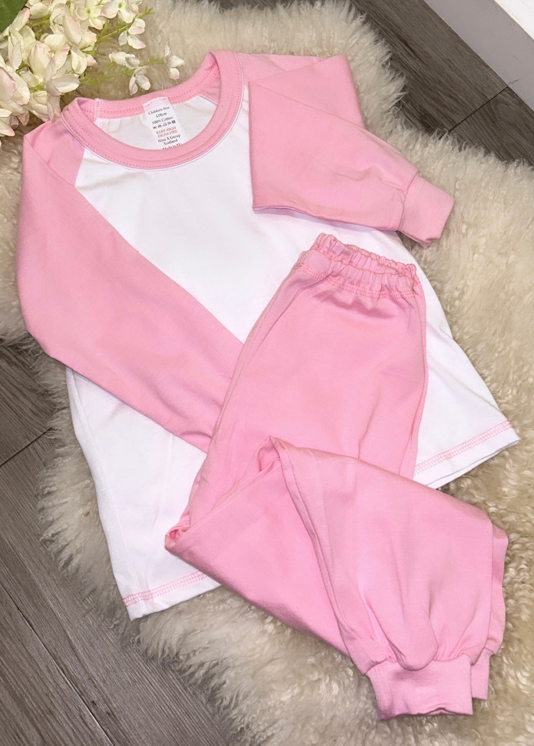 White and Baby Pink Pyjamas
